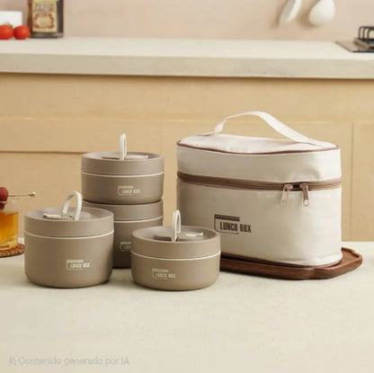 Lonchera Portacomida Set X4 Con Estuche